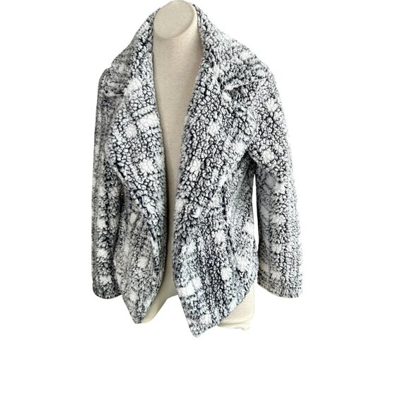 Vince Camuto Plaid Cozy Fleece Open Drape Jacket Size Medium - Picture 4 of 11